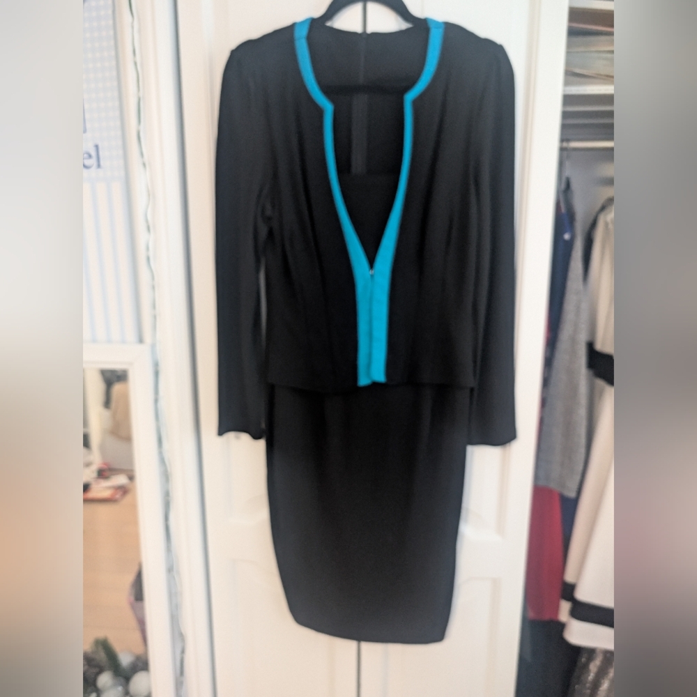 Black Dress with Blue Trim